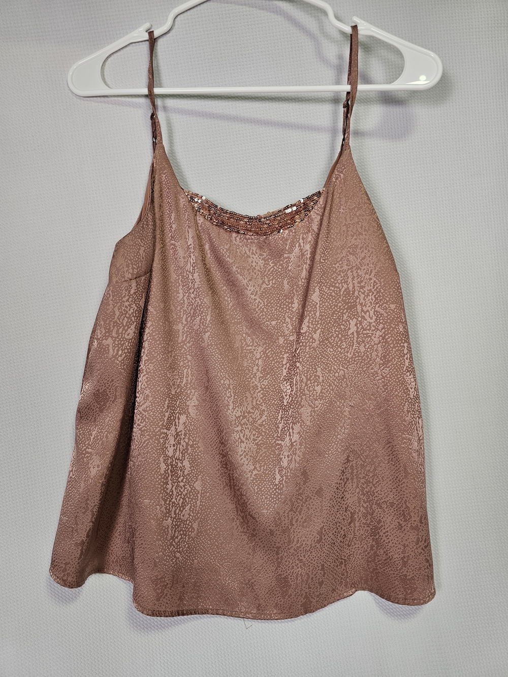Maurices Rose Gold Satin Cami Tank with Sequin Trim